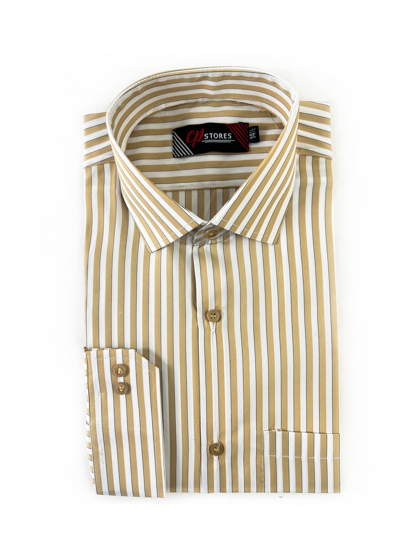 Beige Lines Formal Dress Shirt For Men MFS353