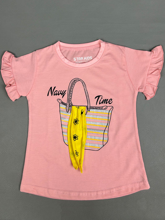2.5Yrs - 7Yrs Time Light Pink T-Shirt For Girls SK GTS37