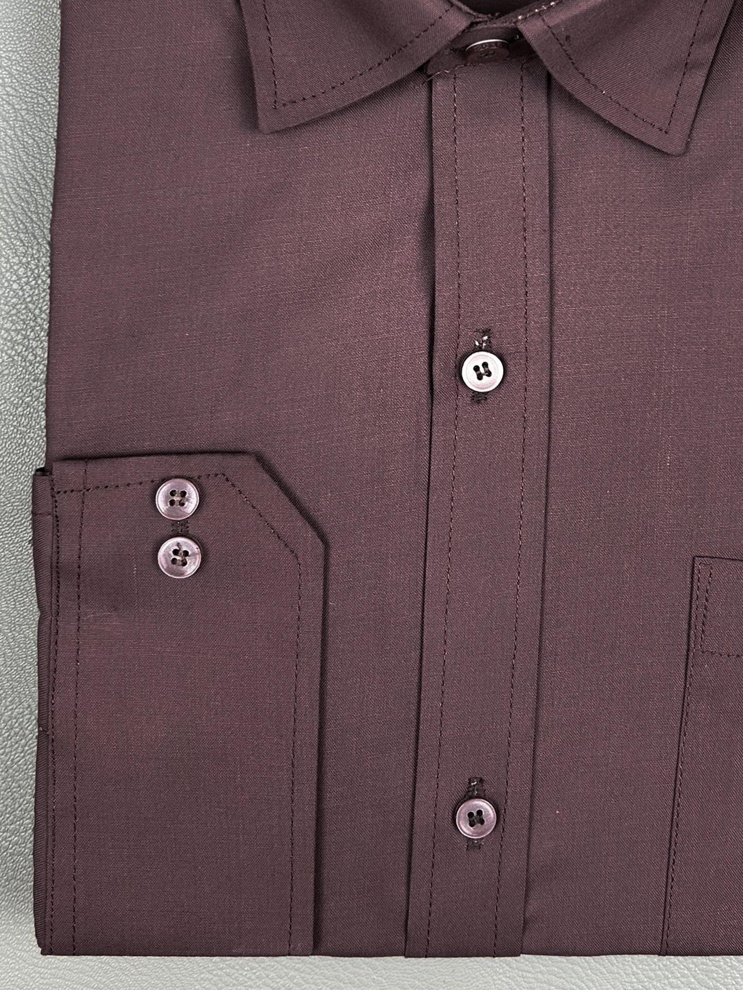 L Brown Plain Formal Dress Shirt For Men MFS185