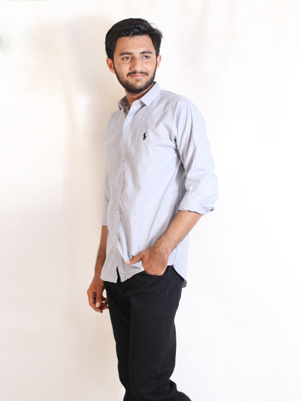 Men's Chambray Casual Shirt Light Blue