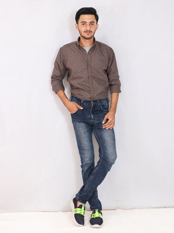 AN Men's Casual Shirt Brown Design