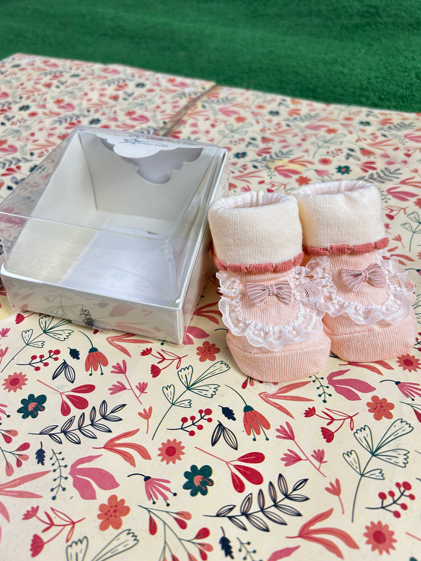 Floral Booties For Newborn NB08