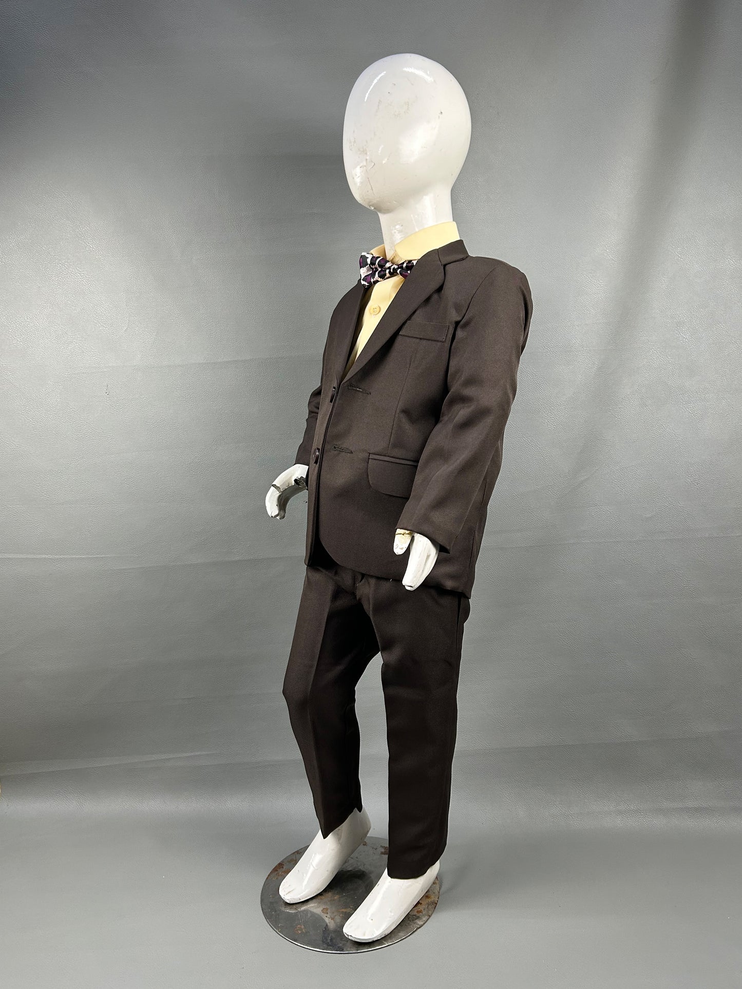 3Yrs - 8Yrs Dark Brown 4Pcs Coat Pant Suit for Boys BCP14