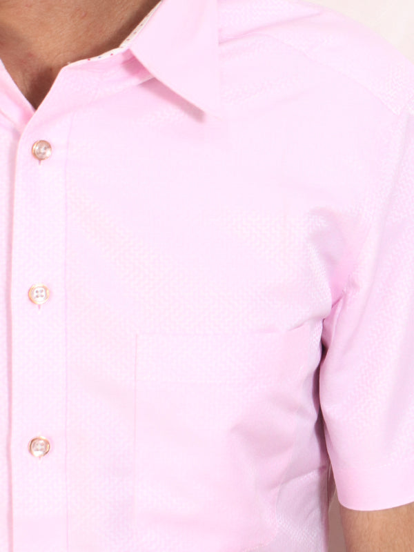 MFS46 Men's Formal Dress Shirt Pink Textured