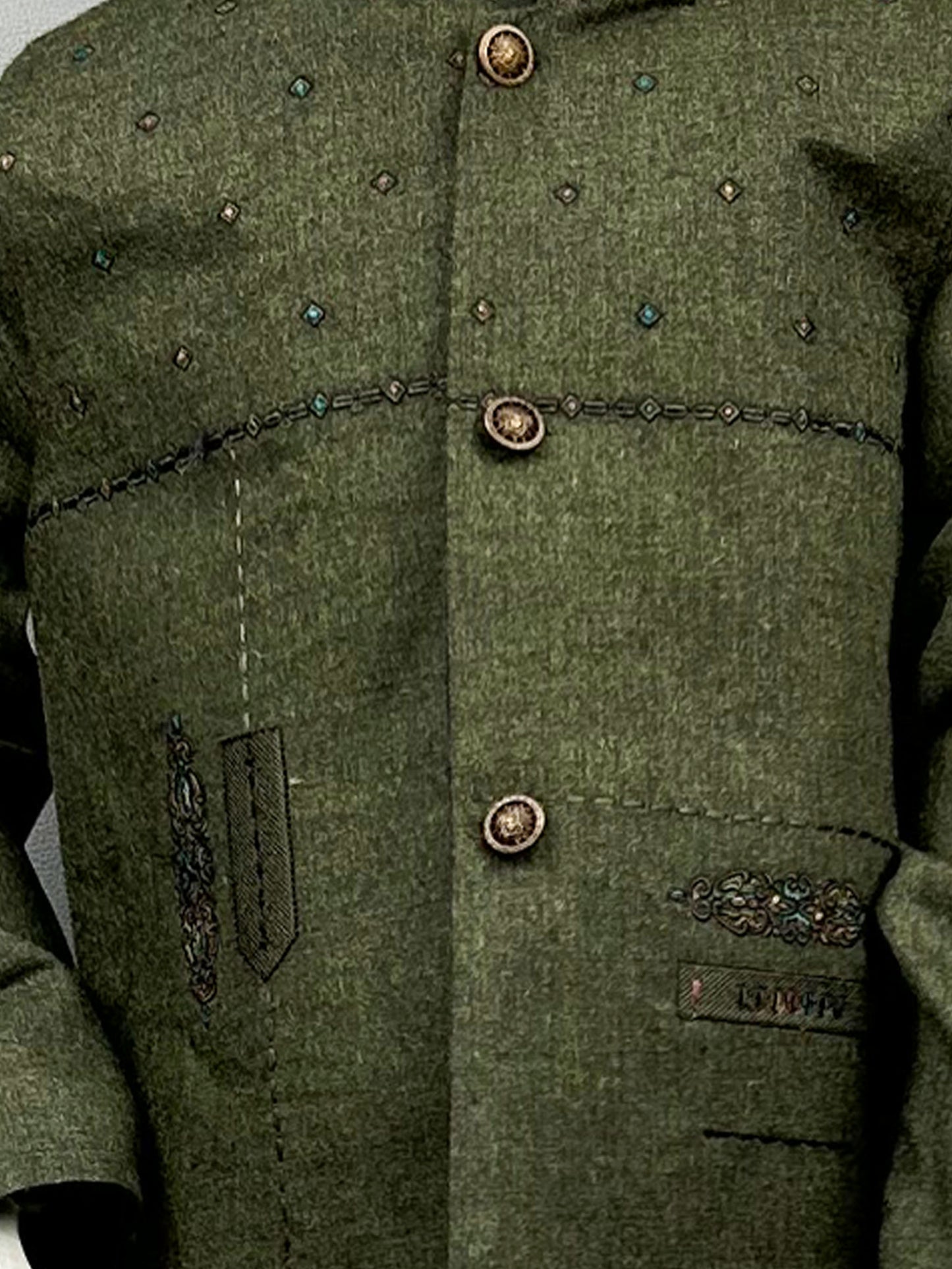 5Yrs - 11Yrs Green Kurta Pajama with Waistcoat For Boys AM BKS78