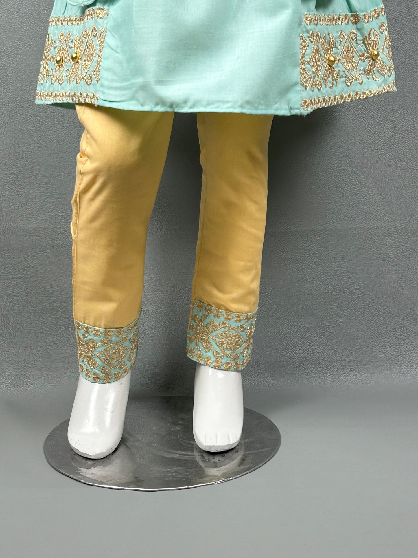 2Yr - 12Yrs Light Ferozi Embroidered Suit For Girls RZ GS184