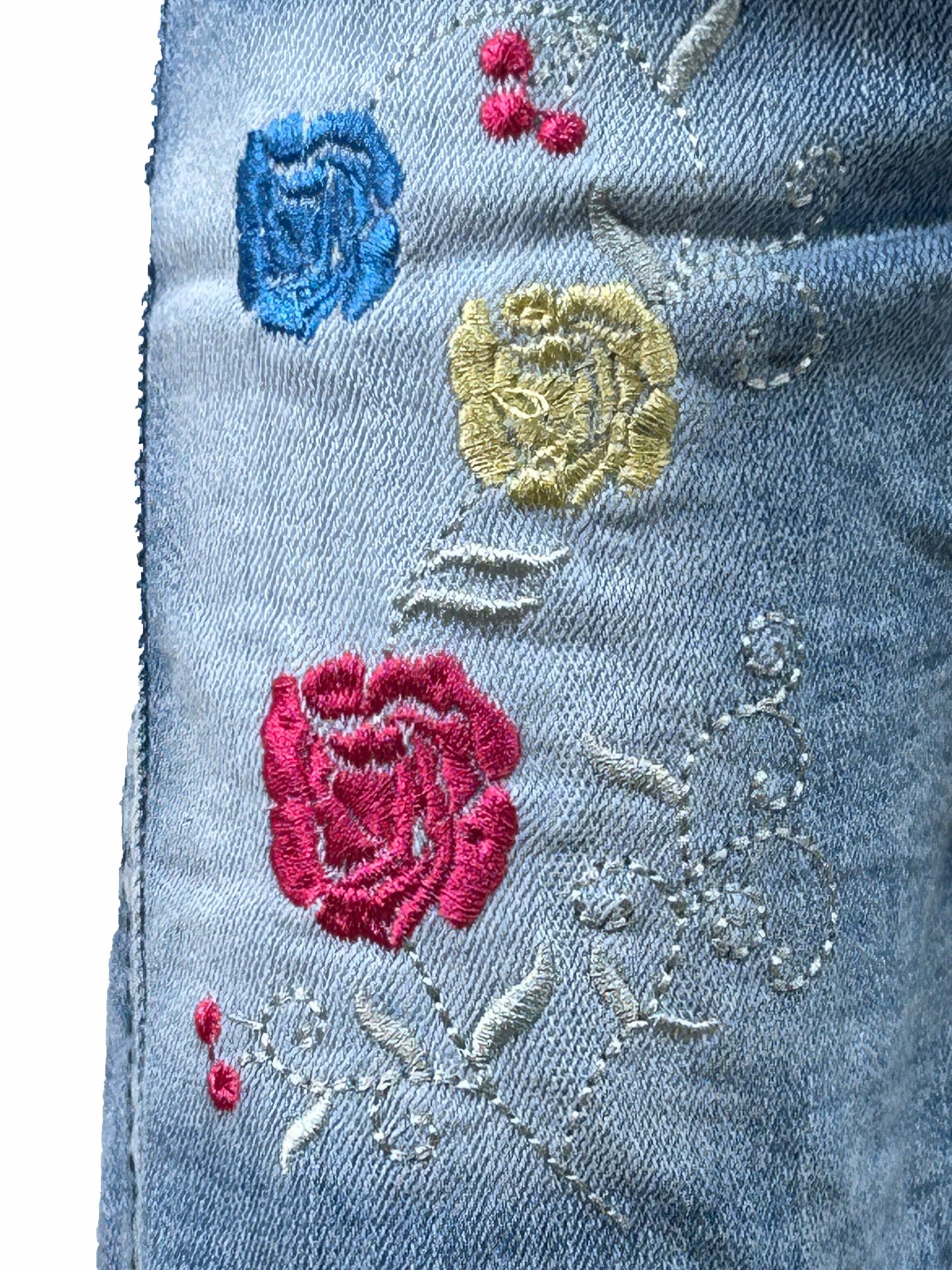 1.5Yrs - 4Yrs Stretchable Flower Light Blue Denim Jeans For Girls GJ27