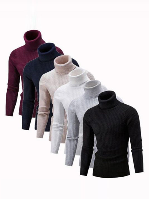 1 Pcs Men's Plain High Neck Multicolor