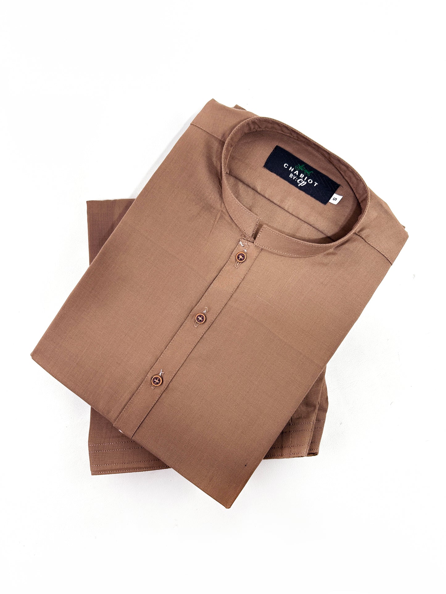 828/1 09 Brown Plain Stitched Suit Kameez Shalwar For Men MSK220