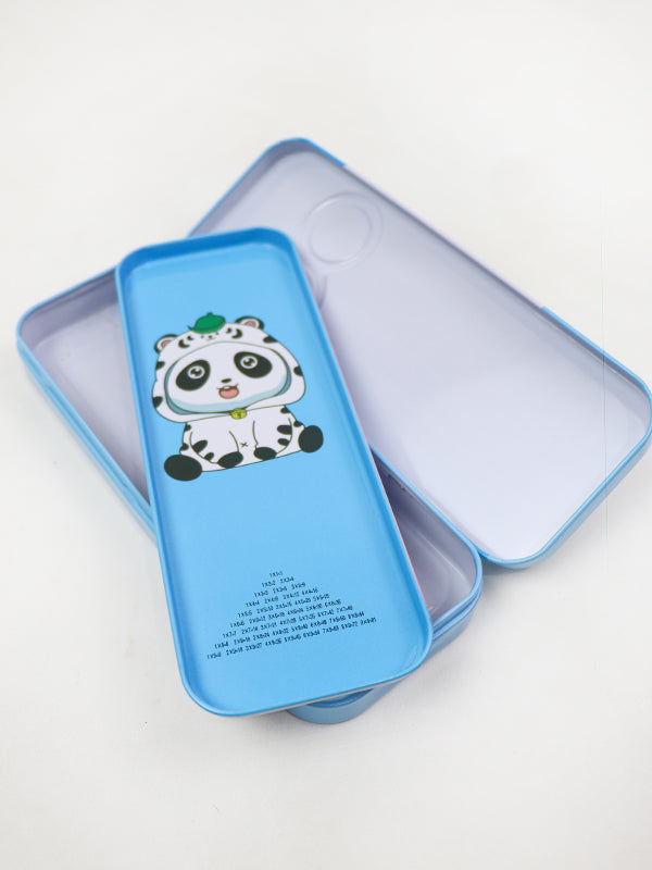 PB11 Metal Pencil Box For Kids Panda Blue