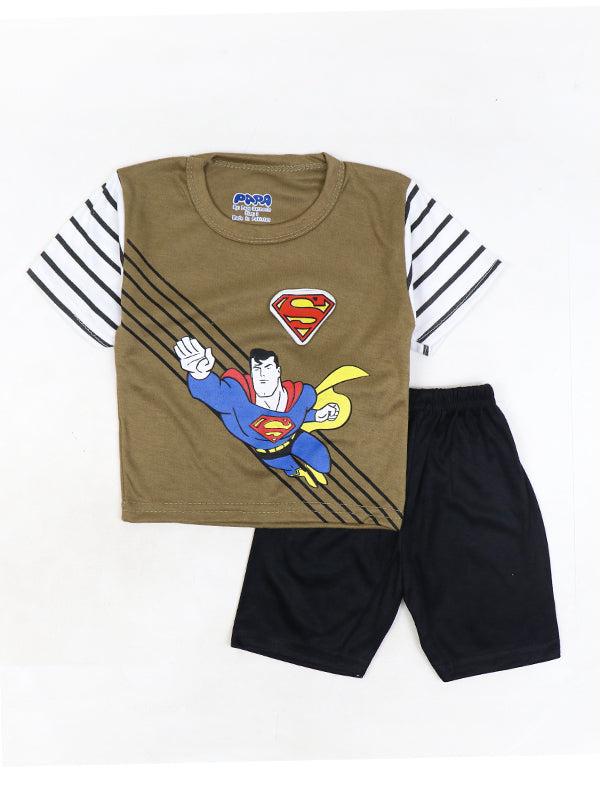 PG Newborn Baba Suit 3Mth - 9Mth Super-Man Olive Green