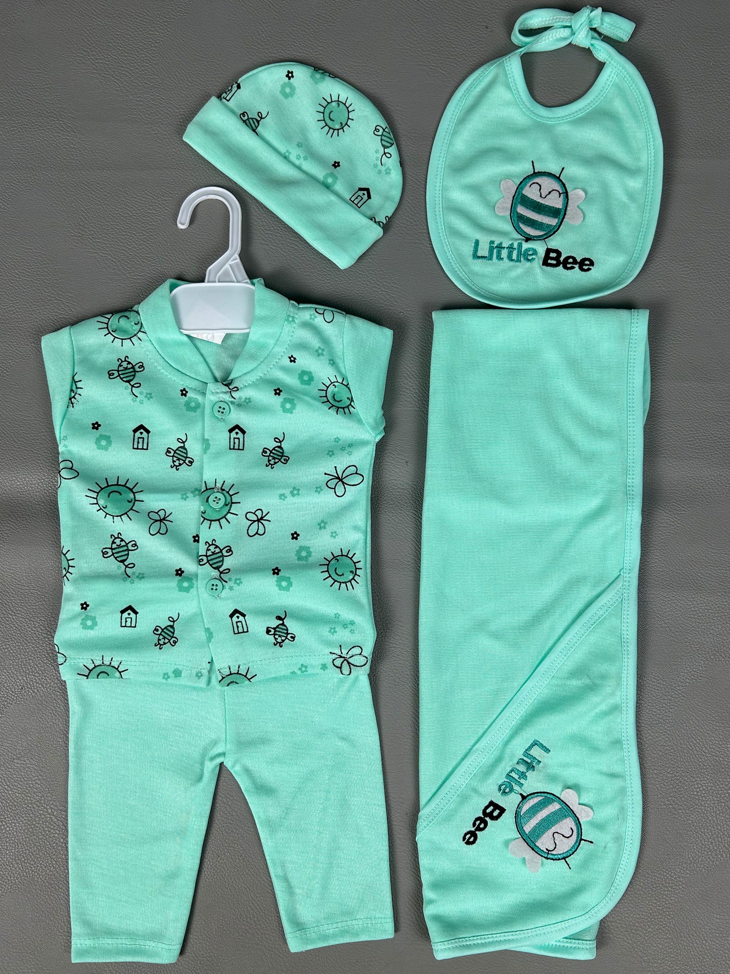 0Mth - 3Mth Bee Light Ferozi 5Pcs Gift Set For Newborn HG NBGS166