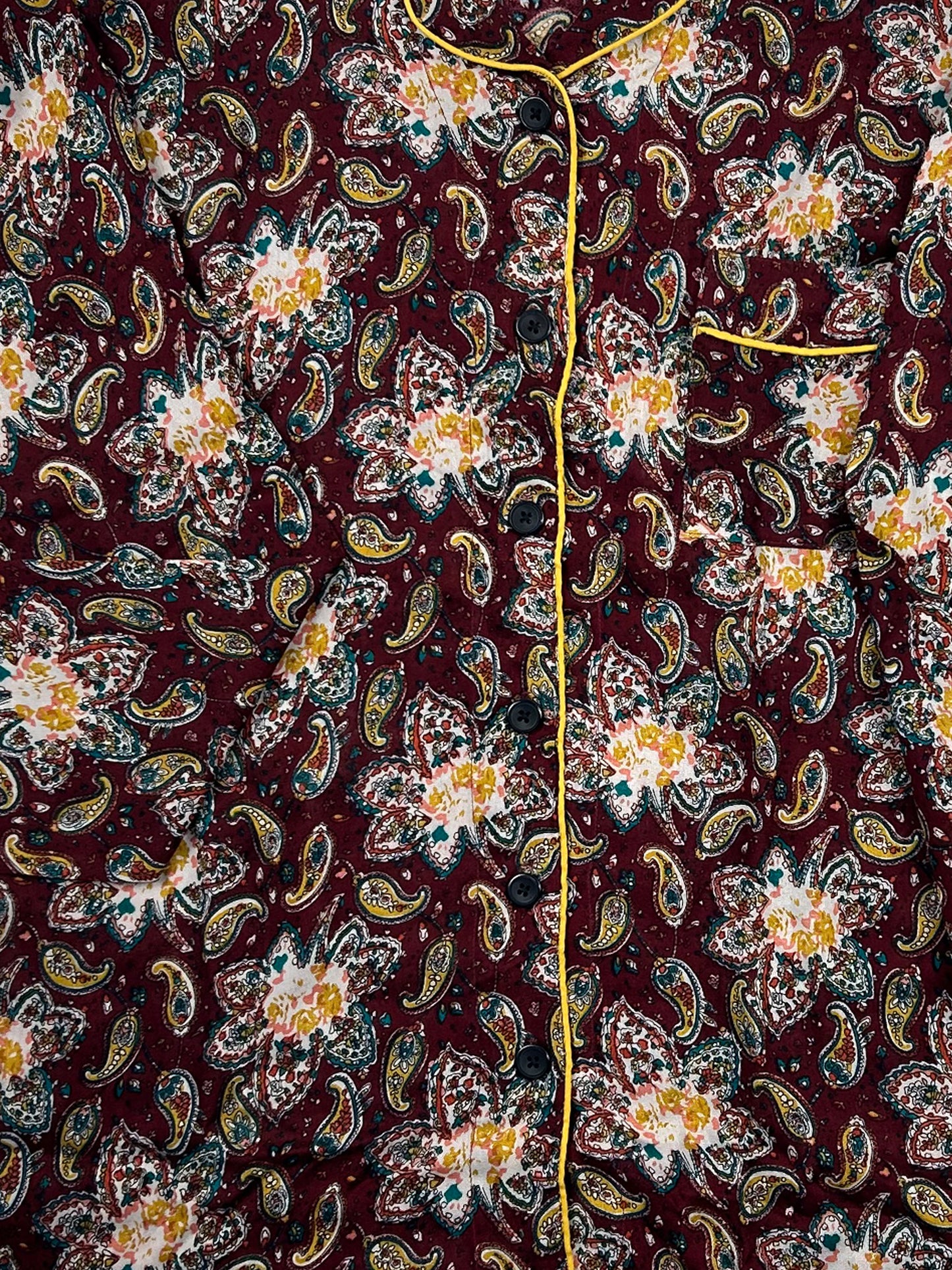 Maroon Linen Printed Night Suit For Women WNS35