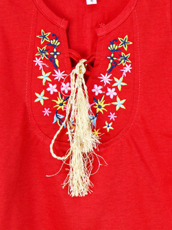 AM Girls T-Shirt 2.5 Yrs - 7 Yrs Micro Stars Red