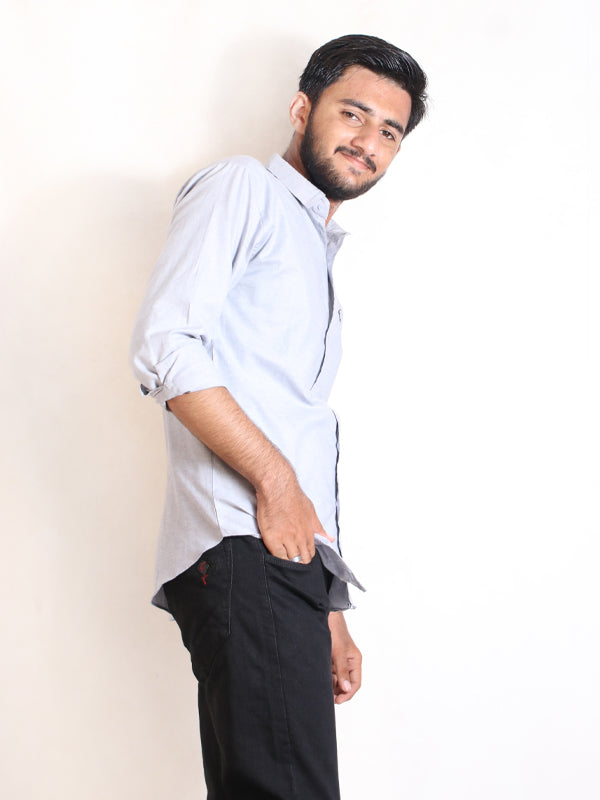 Men's Chambray Casual Shirt Light Blue