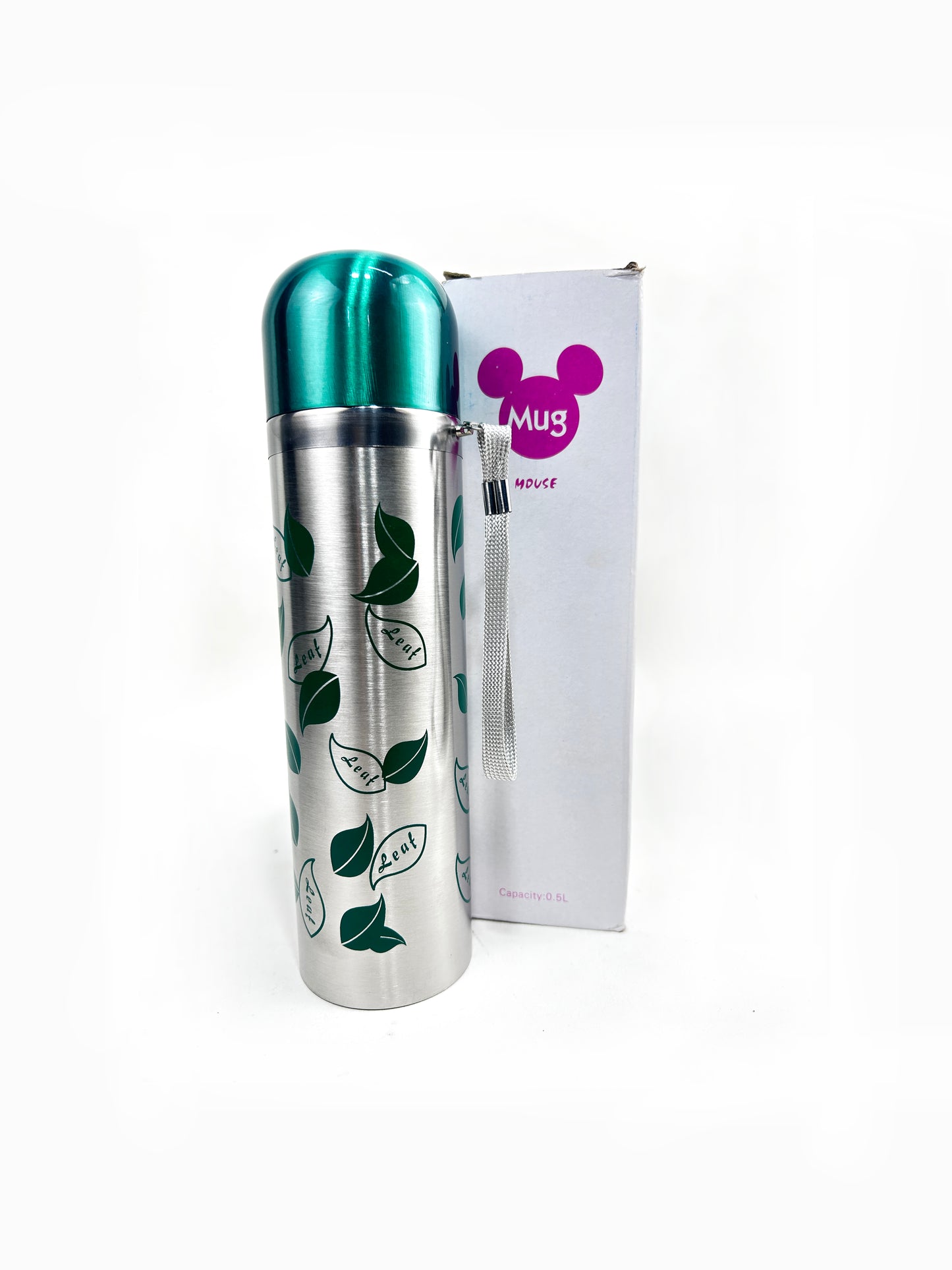 Green Stainless Steel Leave Bottle 500 ML D-70