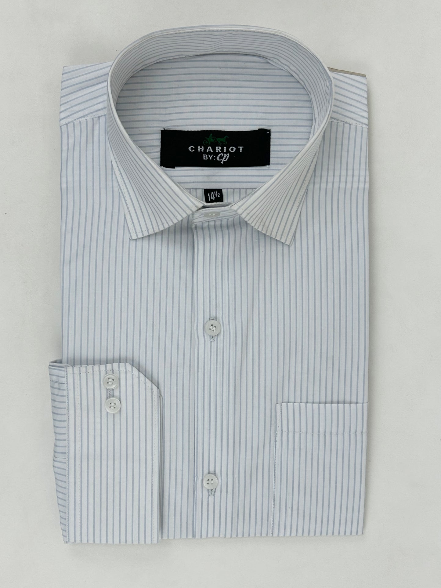 Light Grey Lines Formal Dress Shirt For Men ZH MFS223