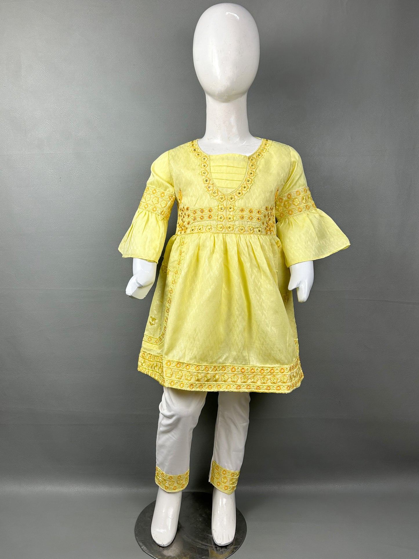 2Yr - 8Yrs Yellow Embroidered Suit For Girls RZ GS191
