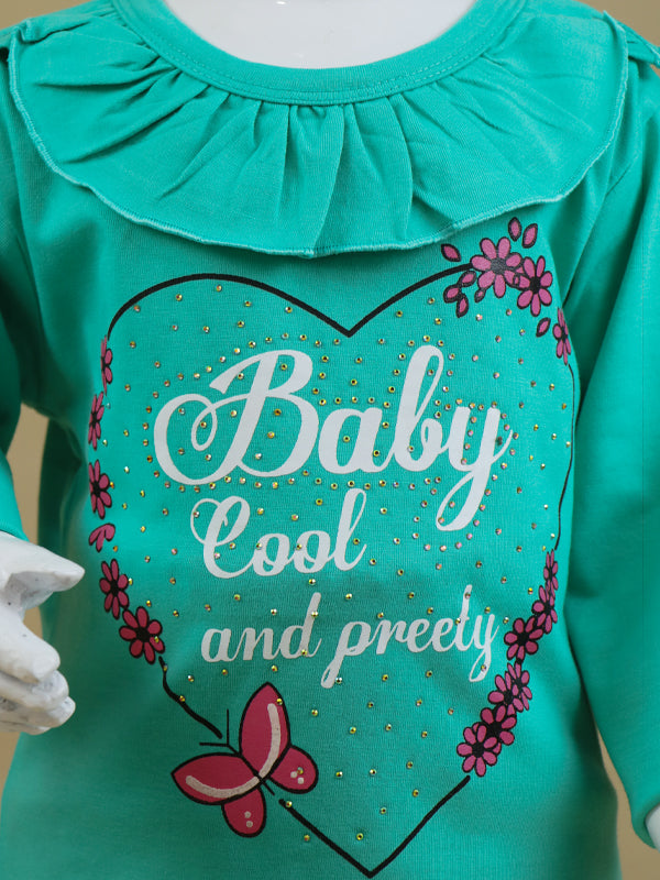 GTS06 SK Full Sleeves Girls T-Shirt 1Yrs - 4Yrs Baby Cool Sea Green