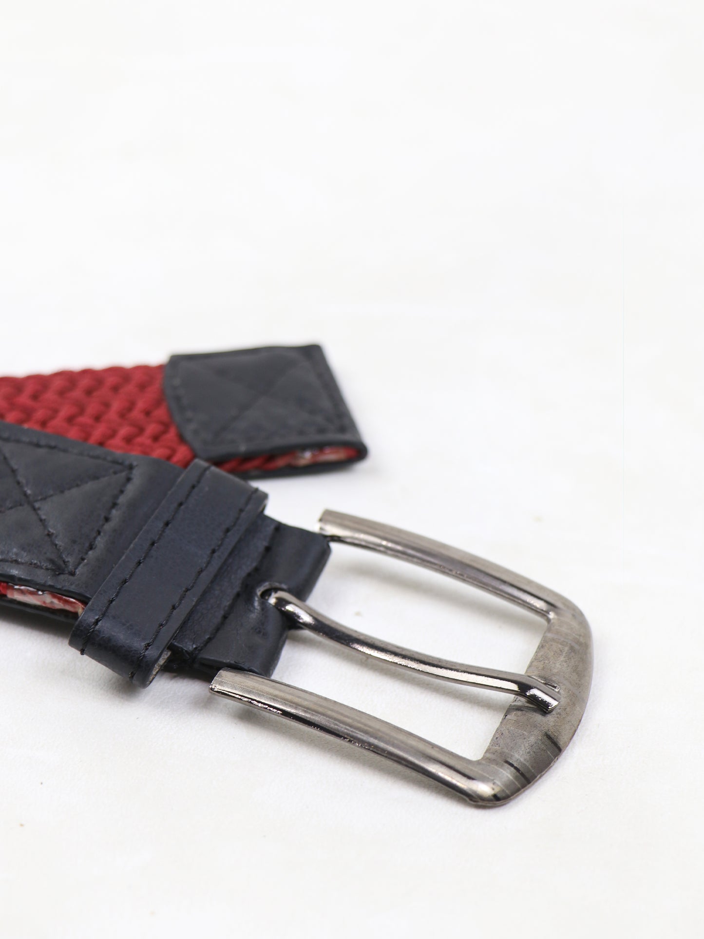 Men Canvas Elastic Fabric Woven Stretch Braided Belt Red