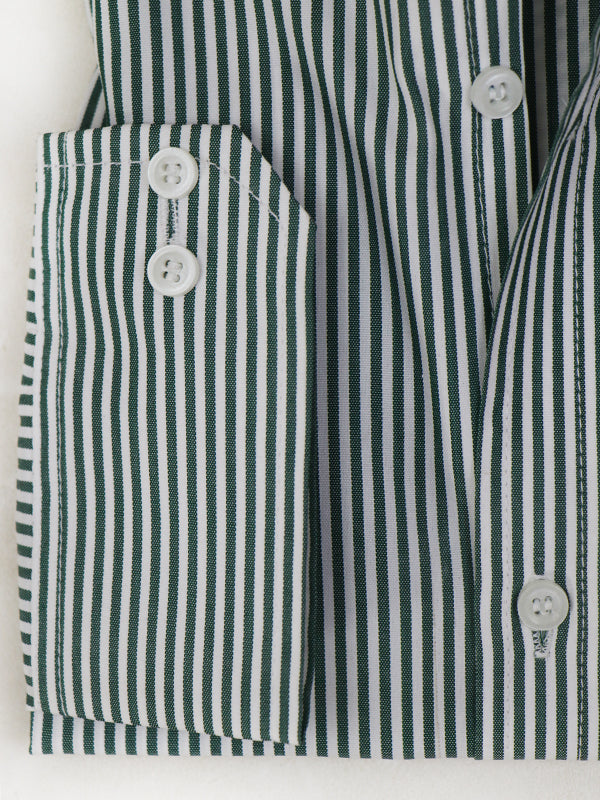 MFS08 Men's Formal Dress Shirt Dark Green Lines