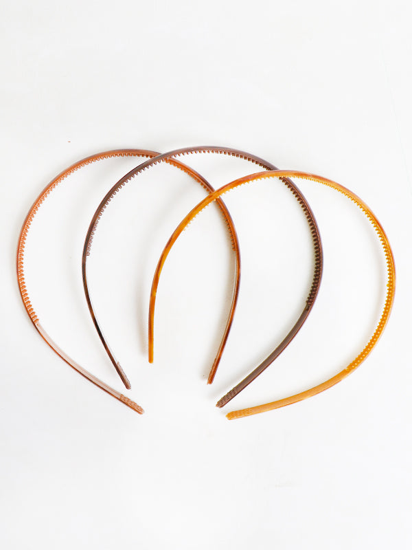 Pack Of 3 Plastic Hair Band Plain - Multicolor
