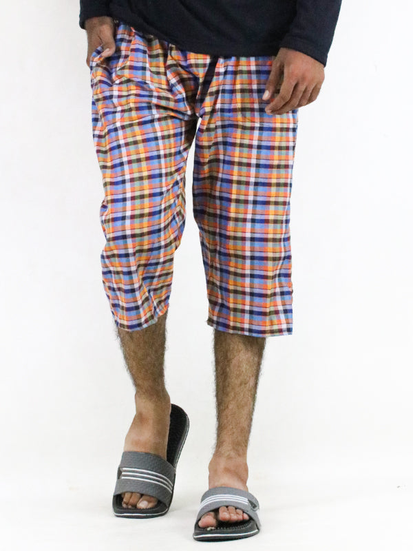 MS34 Pack Of 3 Men's 3-QTR Short Multicolor Checks