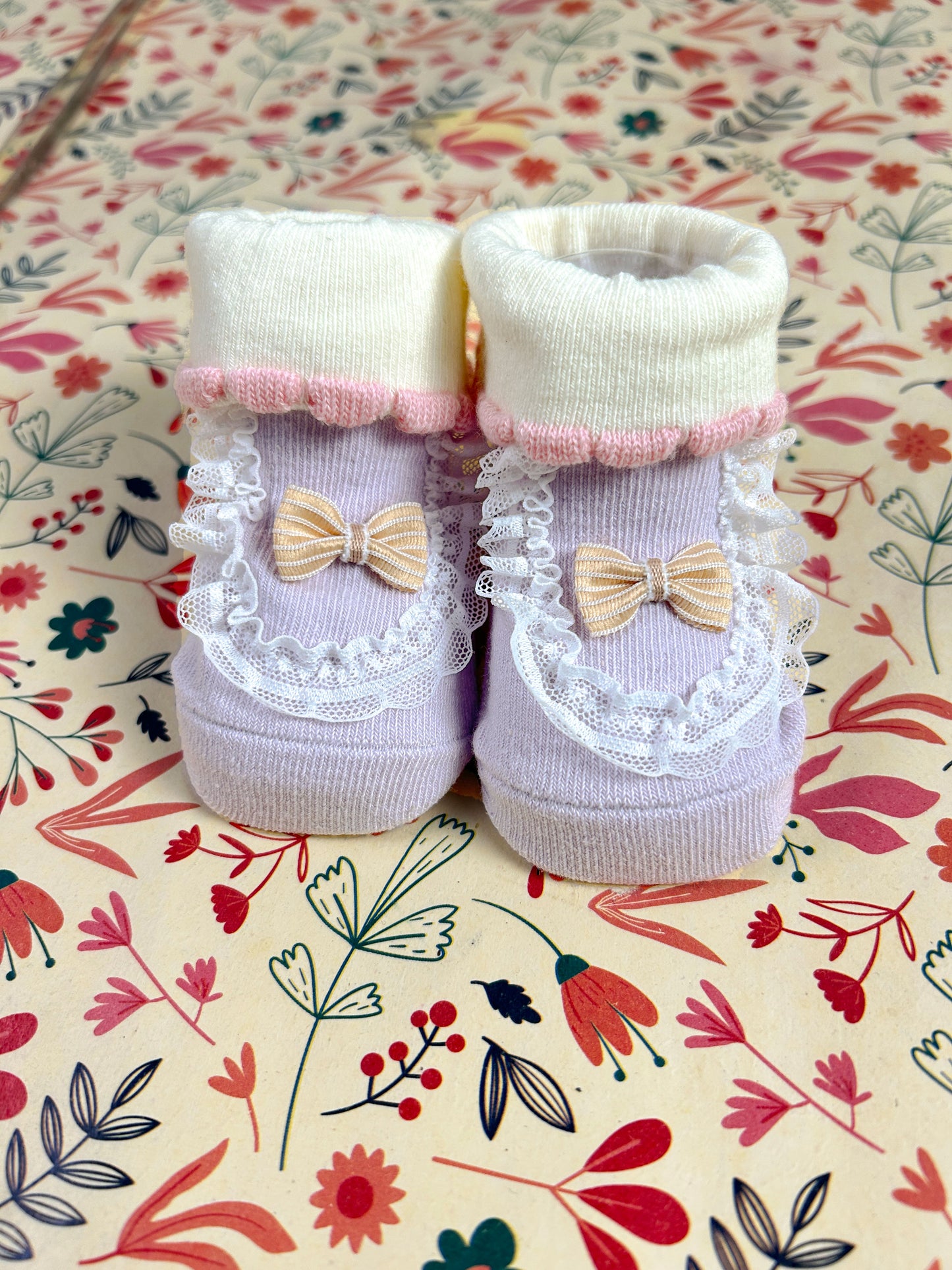 Floral Booties For Newborn NB09