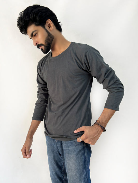 Dark Grey Plain T-Shirt For Men MG MTS87