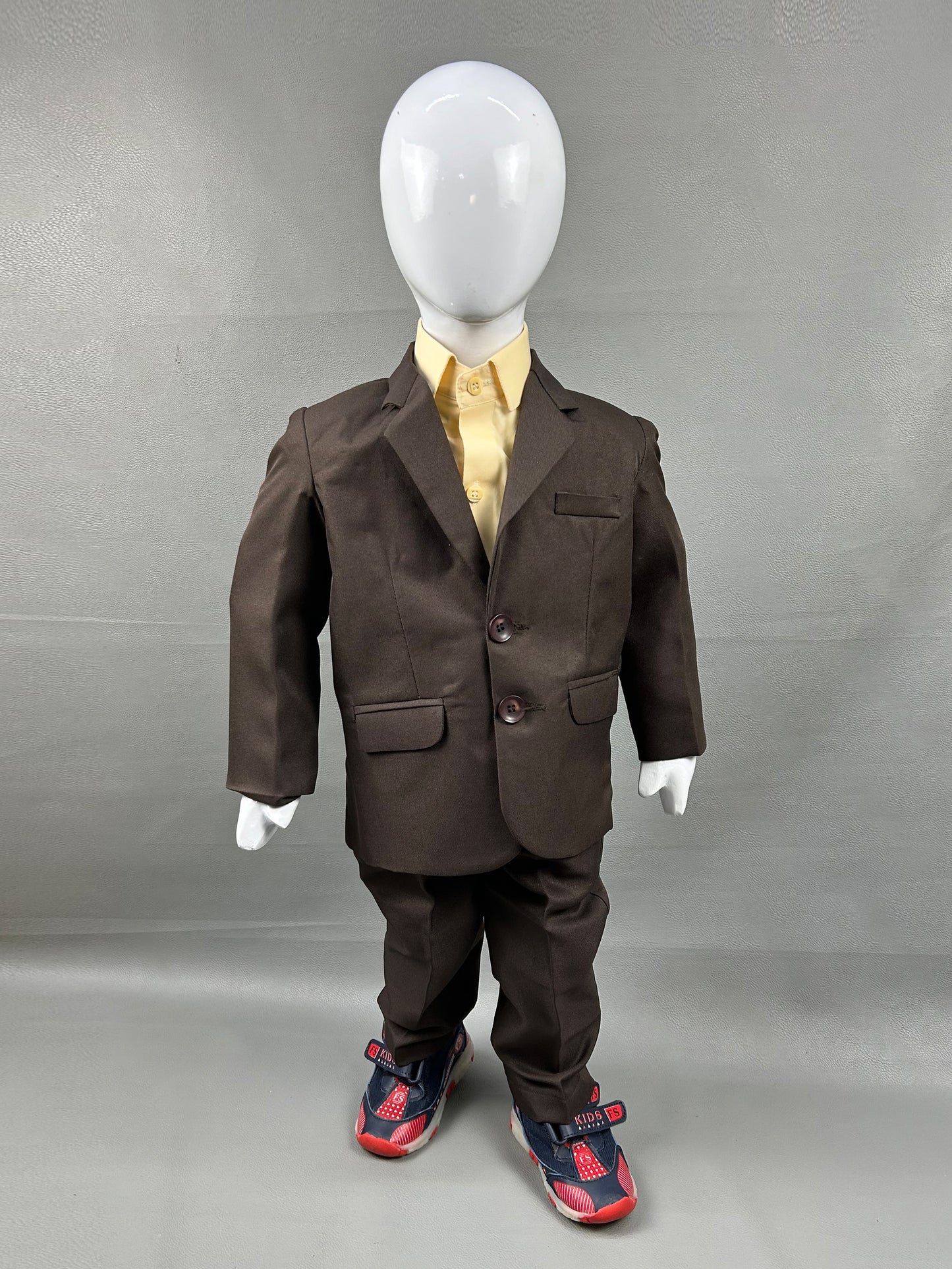 6Mth - 2.5Yrs Dark Brown 4Pcs Coat Pant Suit for Boys BCP15