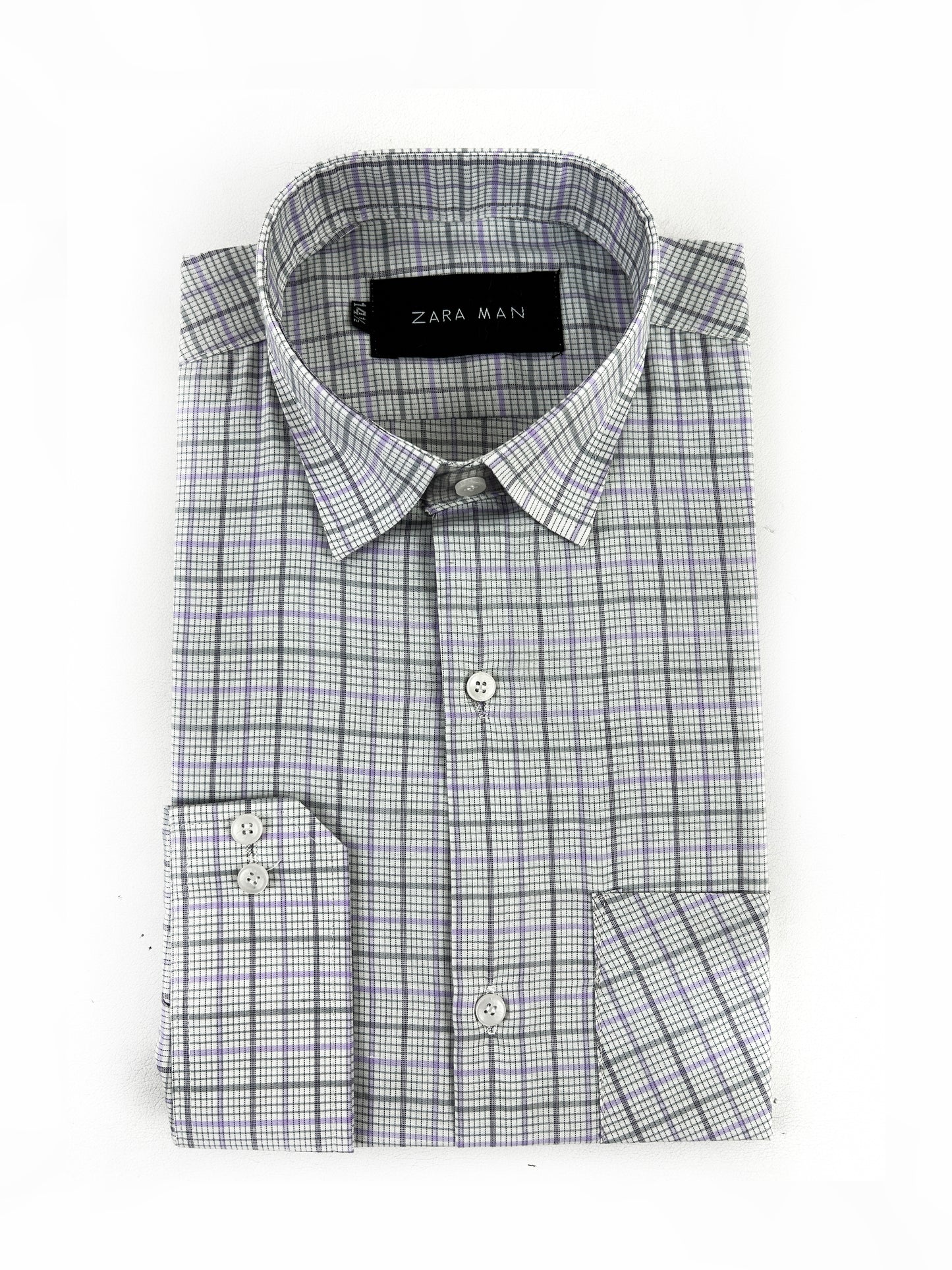 Light Purple Checks Formal Dress Shirt For Men MFS340