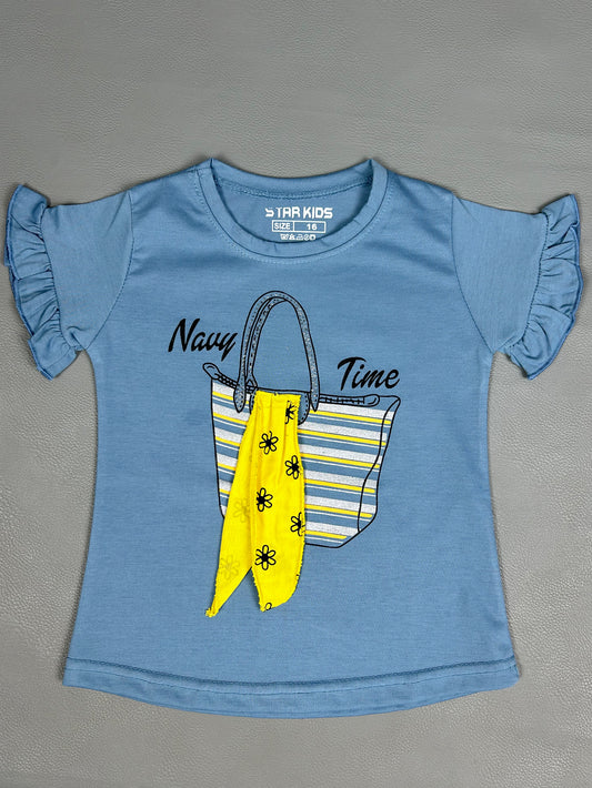 2.5Yrs - 7Yrs Time Light Blue T-Shirt For Girls SK GTS38