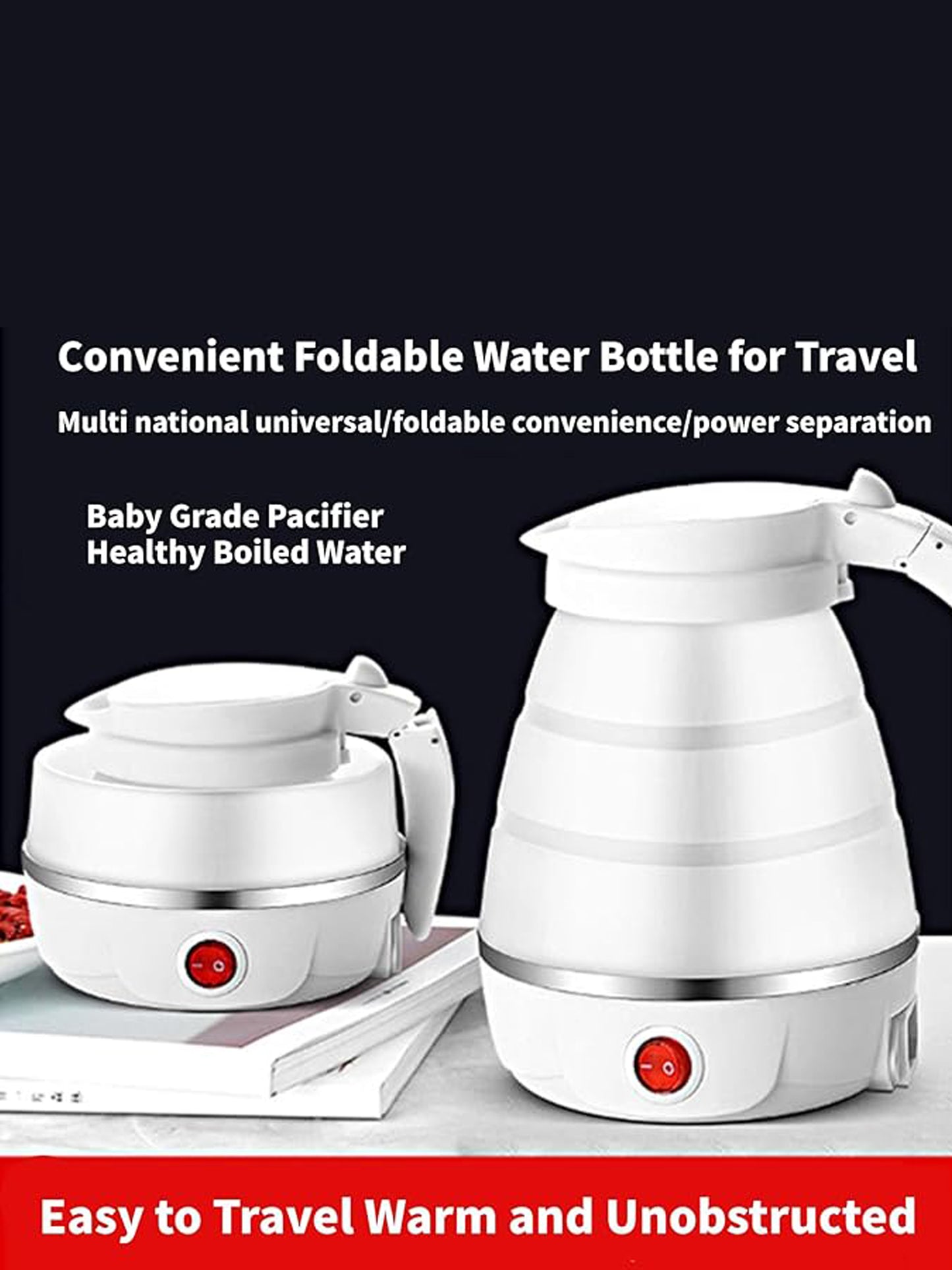 Travel Collapsible, Portable, Foldable Mini Electric Kettle - 600ML Multicolor