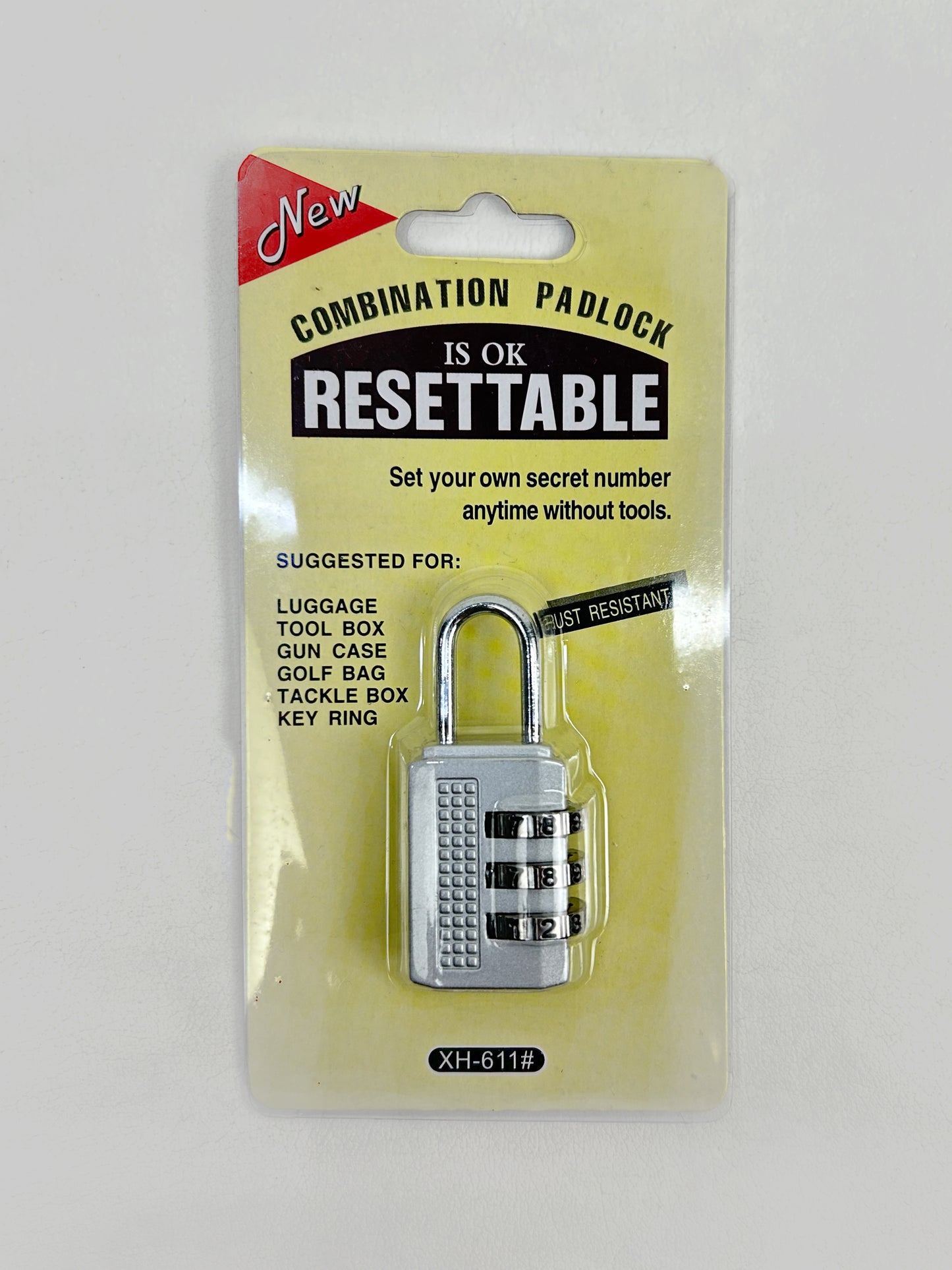 Grey 4 Digit Combination Resettable Padlock - Small