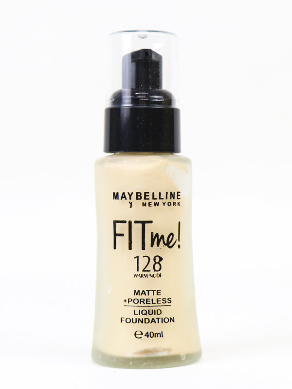 Maybelline Fit Me Matte + Poreless Liquid Foundation Makeup 128