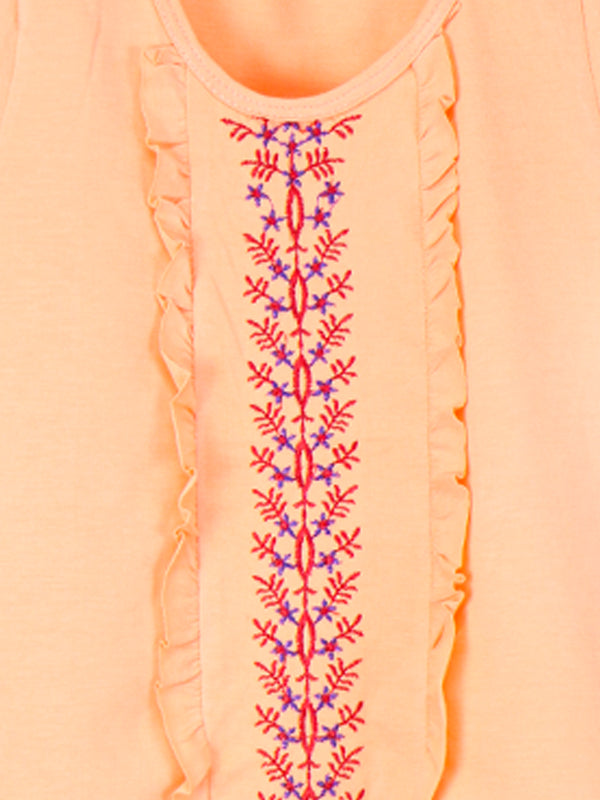 AM Girls T-Shirt 2.5 Yrs - 7 Yrs Micro Flowers Peach