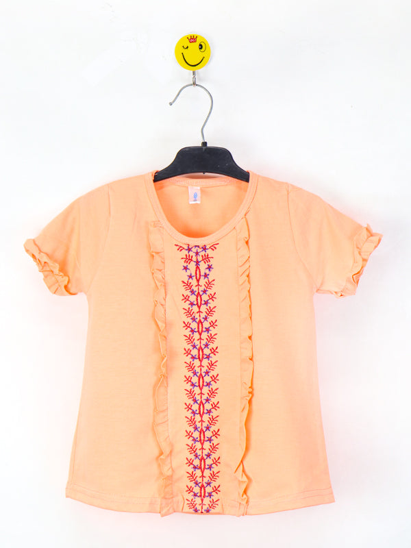 AM Girls T-Shirt 2.5 Yrs - 7 Yrs Micro Flowers Peach