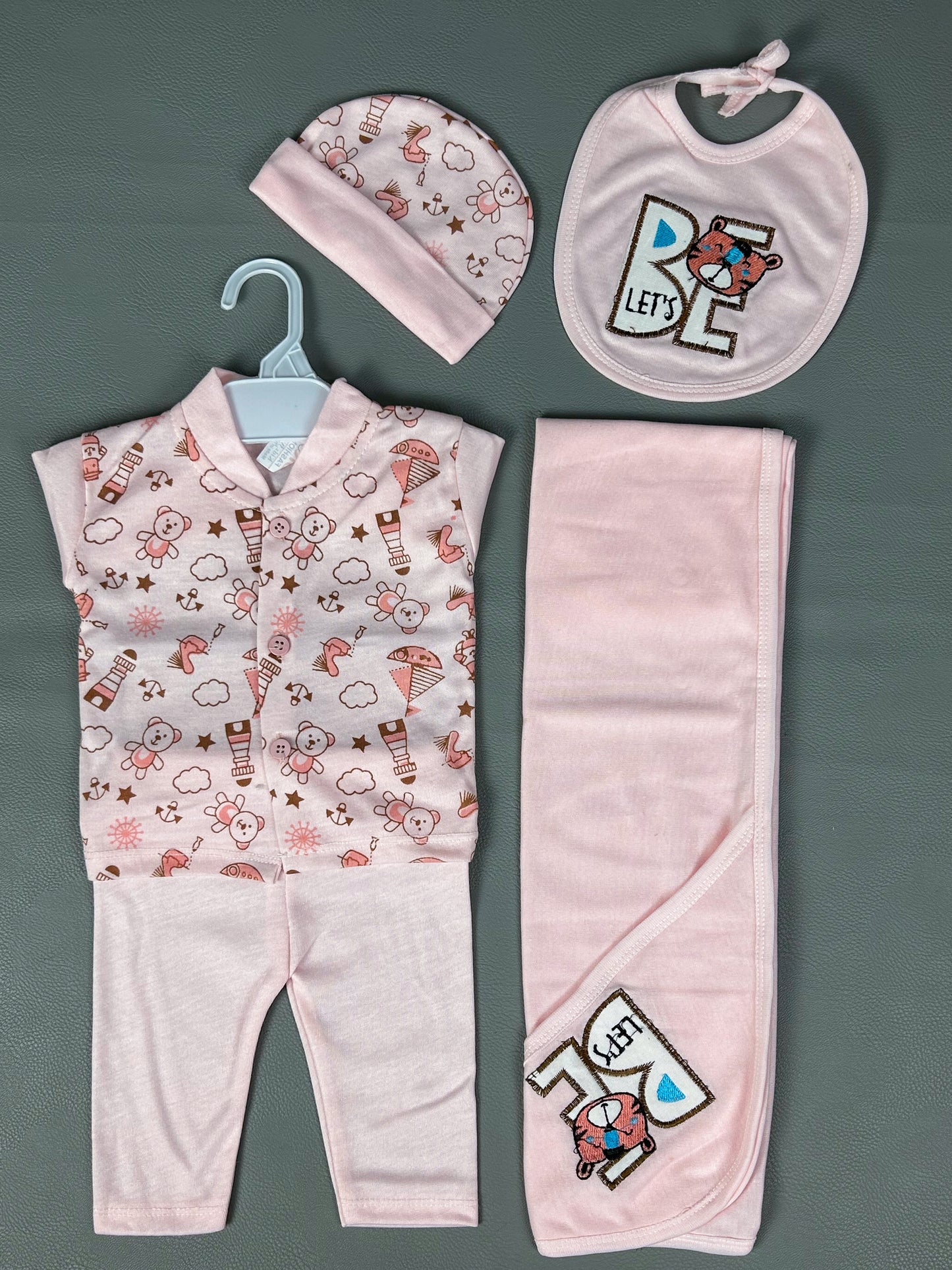 0Mth - 3Mth BE Light Pink 5Pcs Gift Set For Newborn HG NBGS171