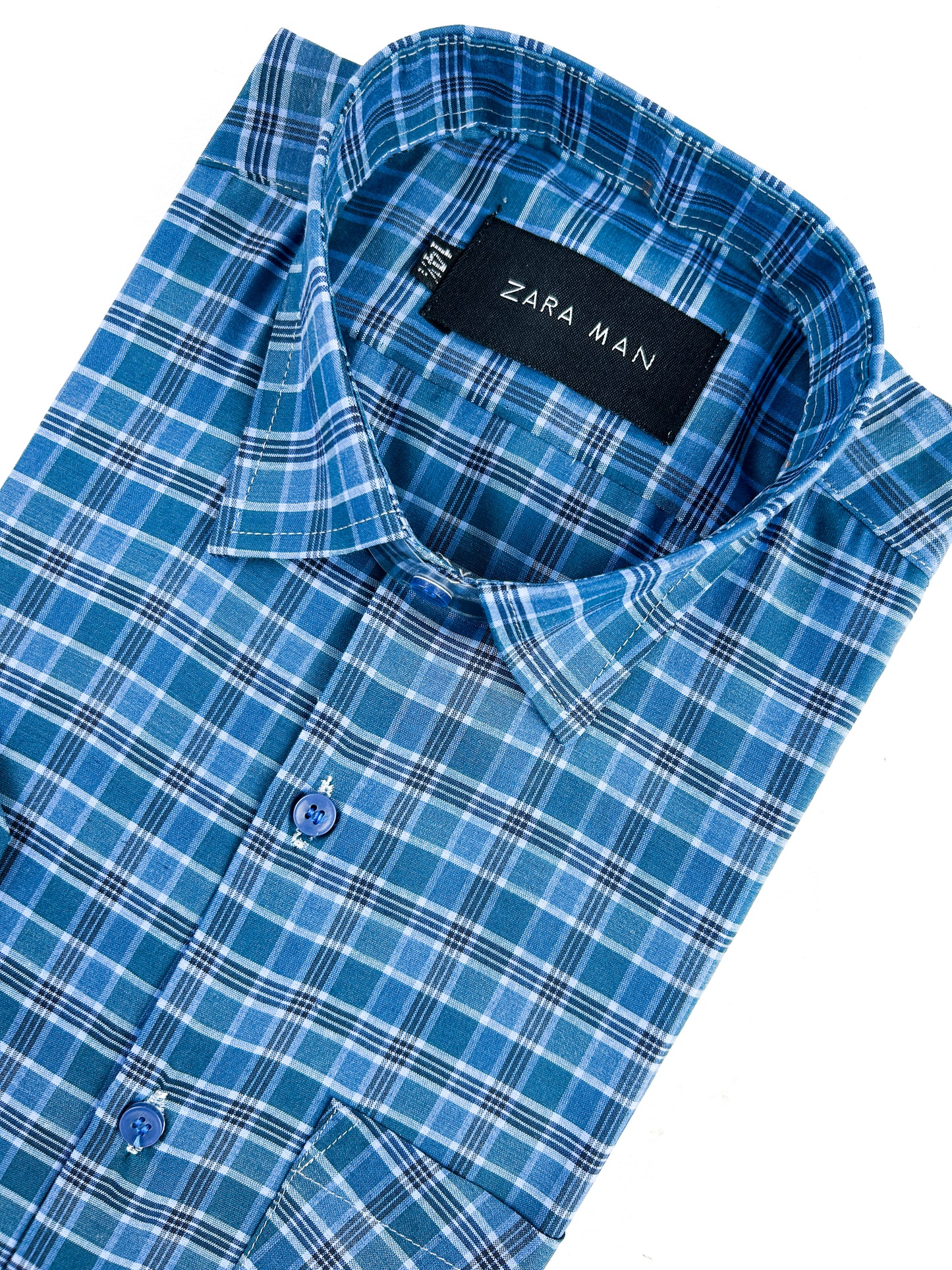 Blue Checks Formal Dress Shirt For Men MFS319
