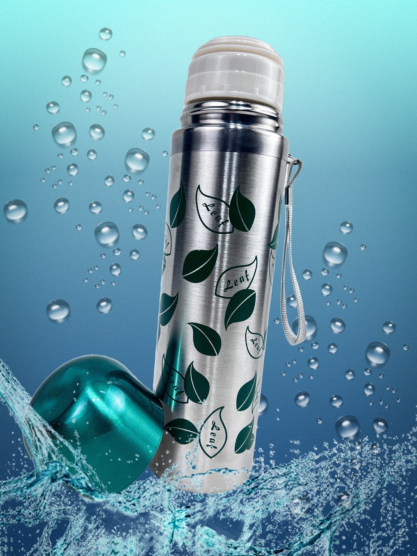Green Stainless Steel Leave Bottle 500 ML D-70
