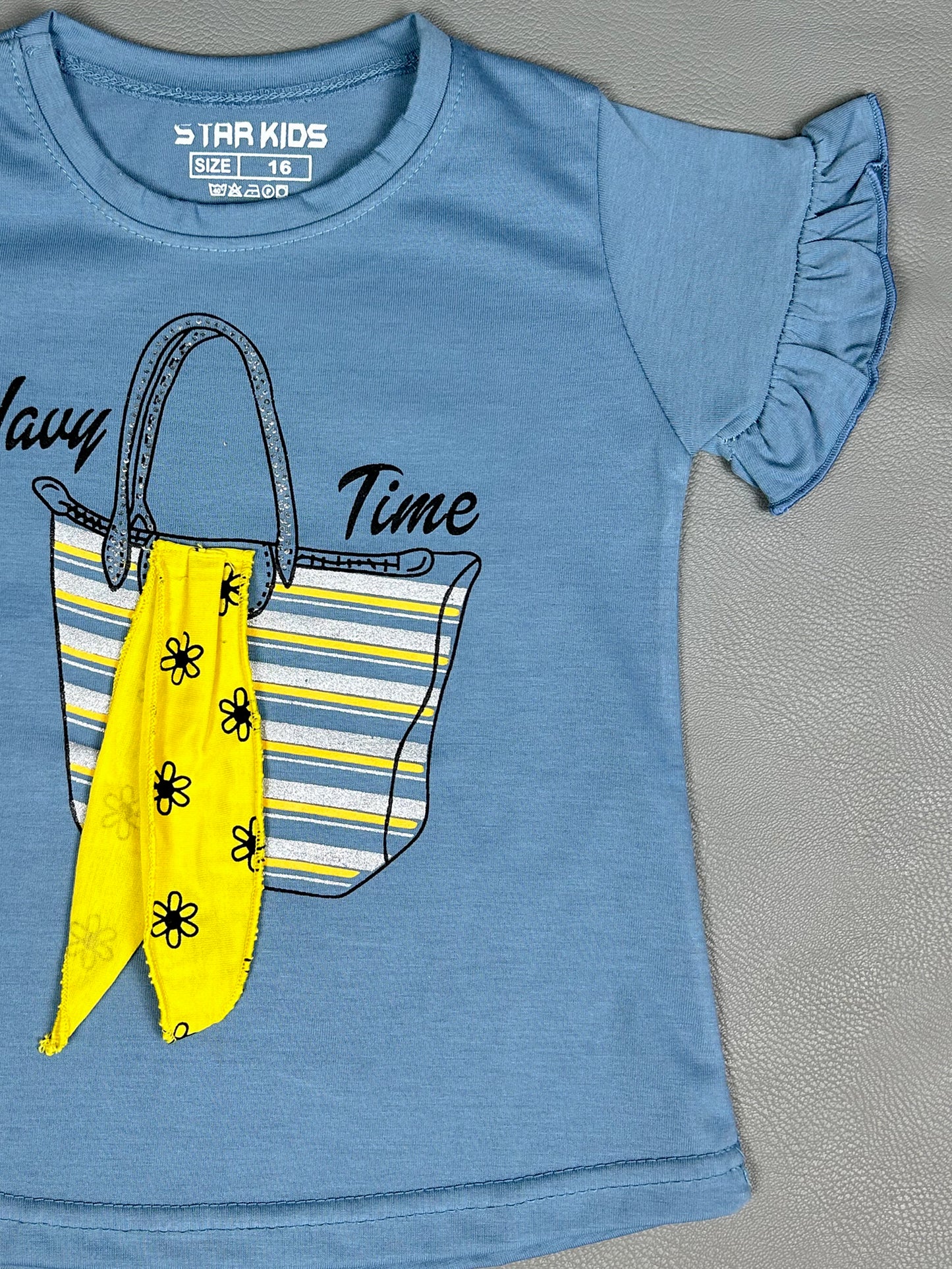 2.5Yrs - 7Yrs Time Light Blue T-Shirt For Girls SK GTS38