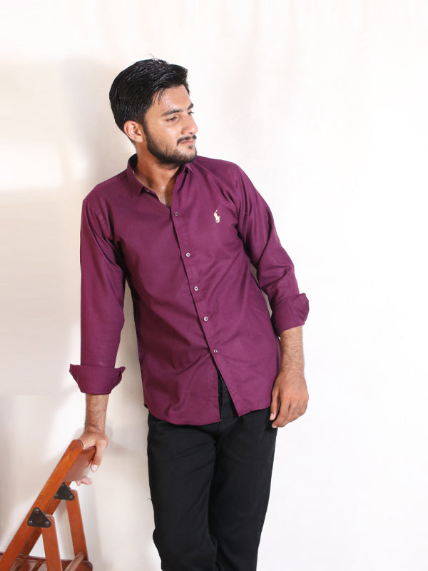 Men's Chambray Casual Shirt Purple