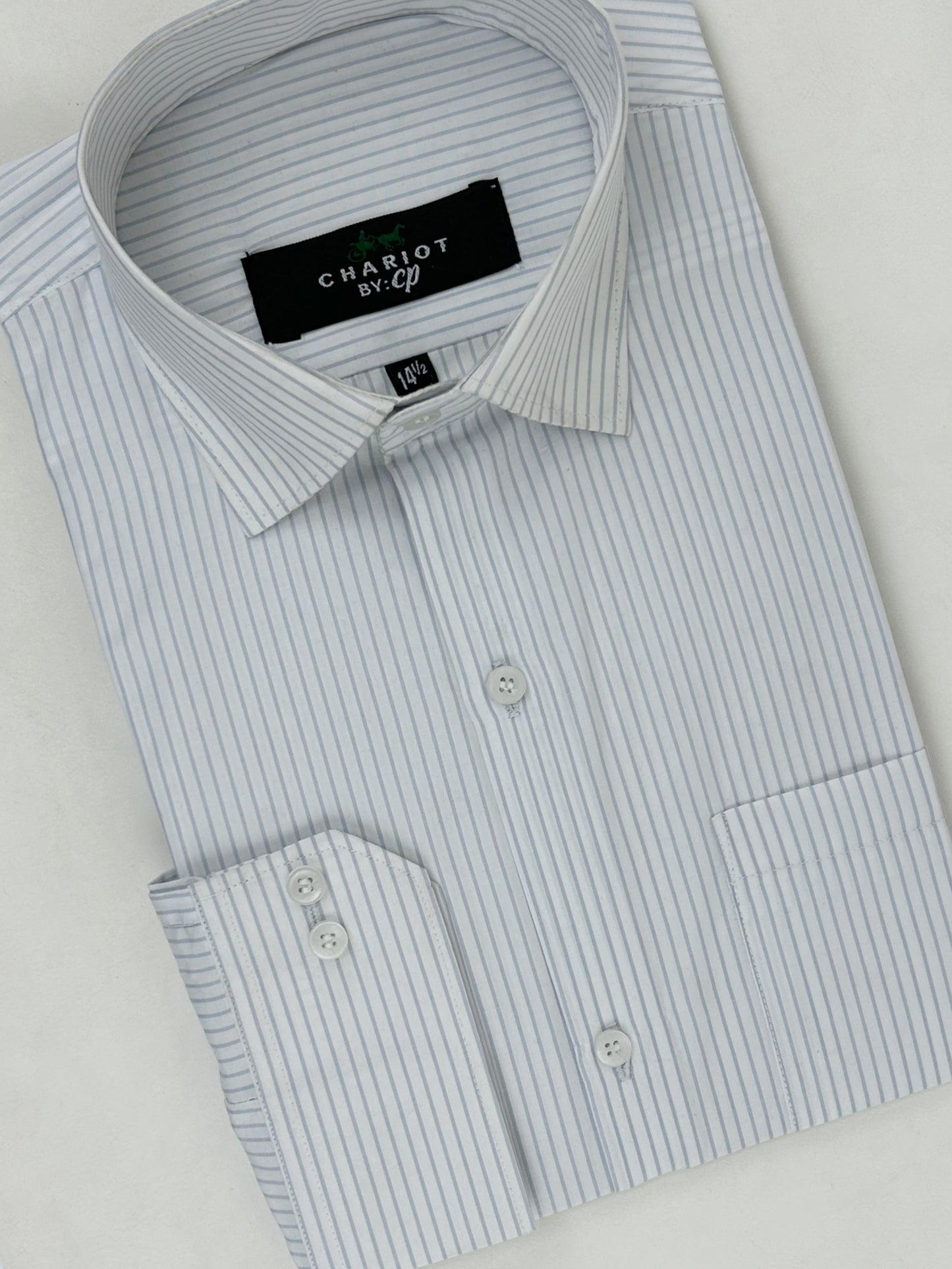Light Grey Lines Formal Dress Shirt For Men ZH MFS223