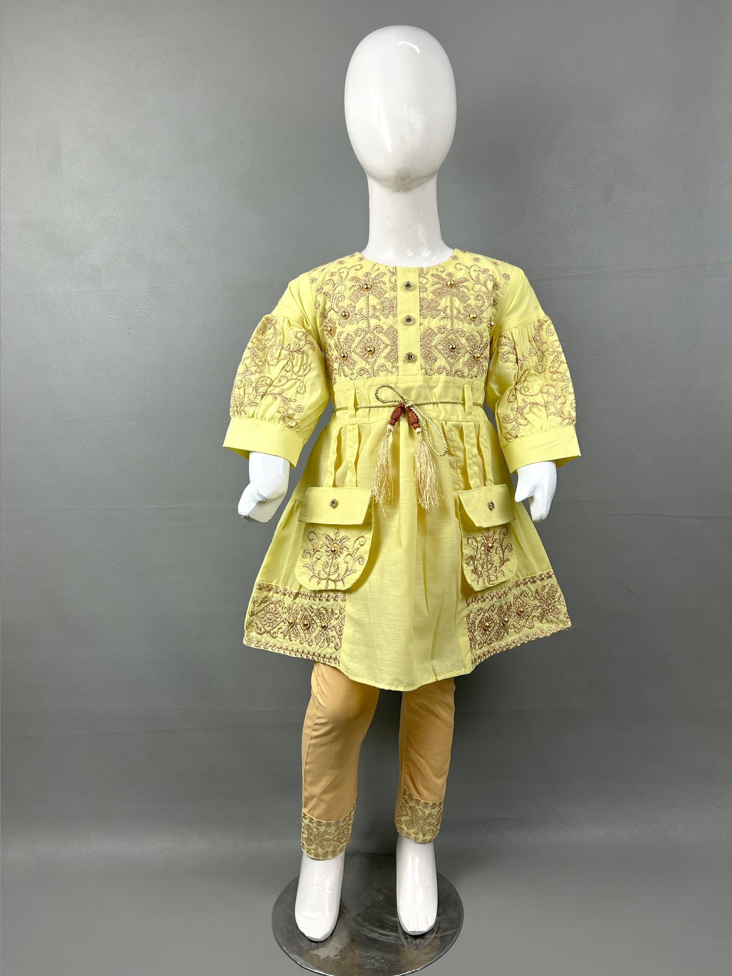 2Yr - 12Yrs Yellow Embroidered Suit For Girls RZ GS185