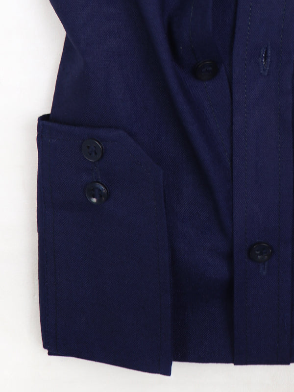 Z Men's Plain Chambray Formal Dress Shirt Dark Blue