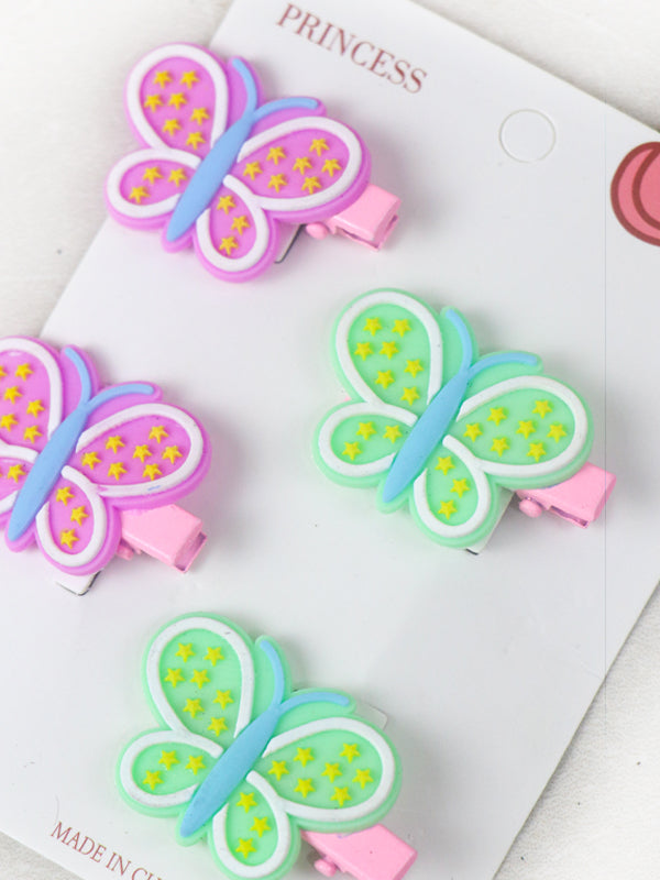 Pack Of 4 Butterfly Multicolor Hair Clips For Girls GHC48