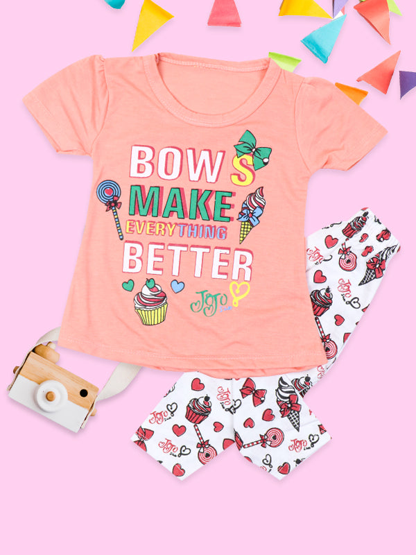 RG Girls Suit 1Yr - 4Yr Bow Make Everything Better Light Peach