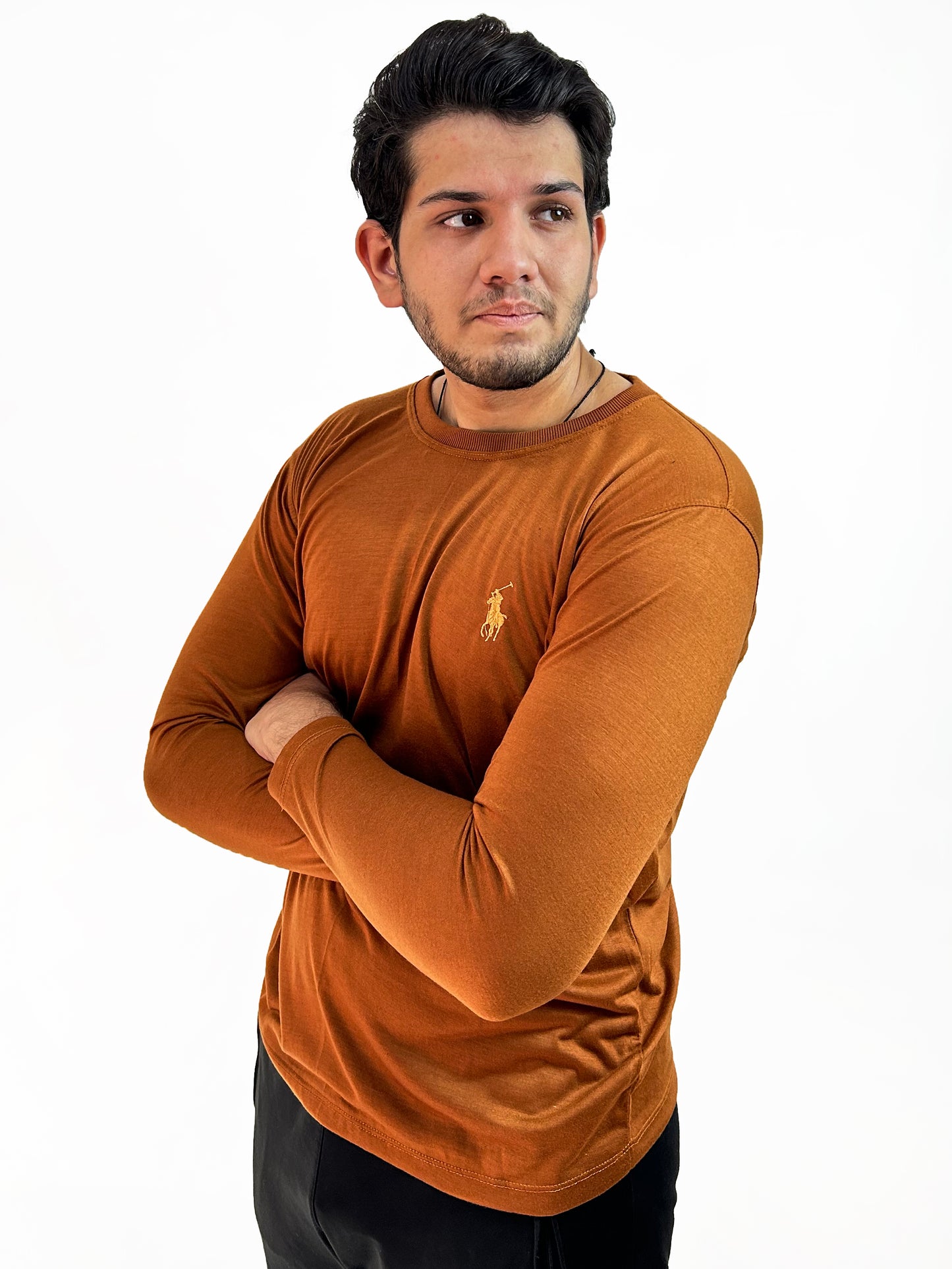 Brown Plain Full Sleeves T-Shirt For Men MG MTS95
