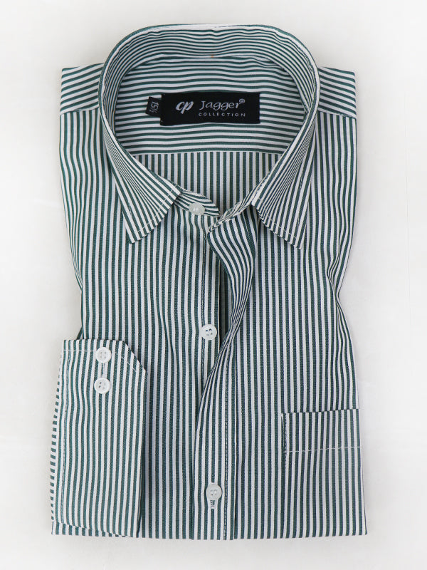 MFS08 Men's Formal Dress Shirt Dark Green Lines