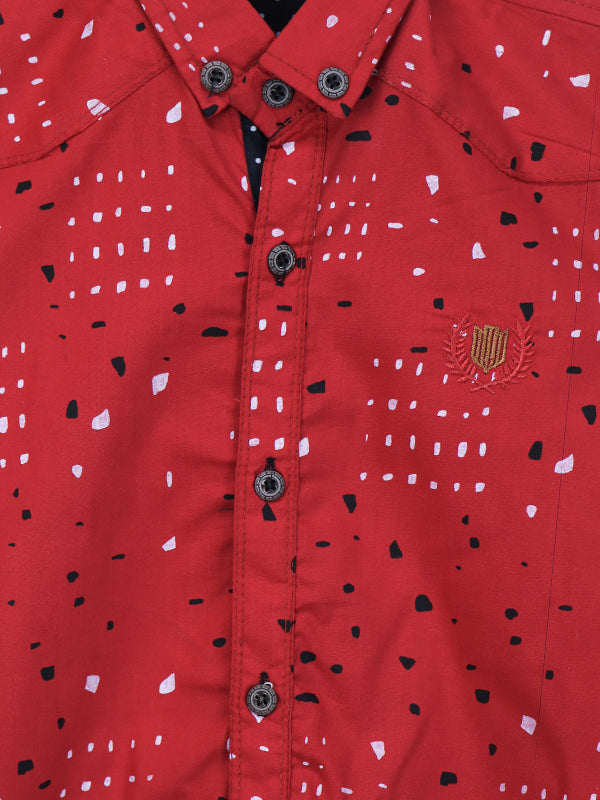 MG Boys Casual Shirt 5Yrs - 10Yrs Printed Red